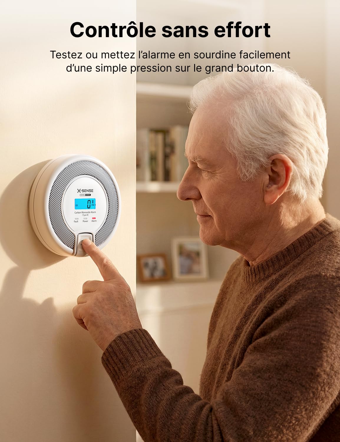 X-Sense Détecteur de Monoxyde de Carbone Autonome avec Affichage Numérique, Capteur Précis avec Une Durée de Vie de 10 Ans, Batterie Remplaçable, Conforme à la Norme EN50291, CO03D