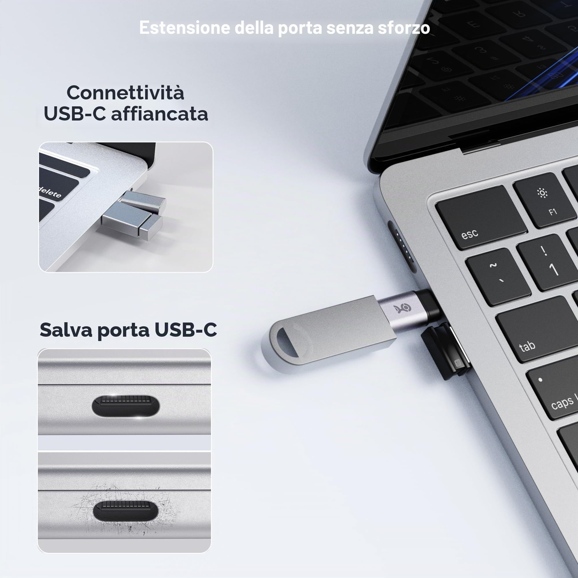 Cable Matters 2-Pack, Adattatore Estensore USB C 40Gbps 240W, Femmina a Maschio/Tipo C