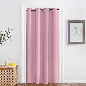 NICETOWN Blackout Doorway Curtain Drape 78 inch Long - Grommet Noise Reducing Thermal Insulated Solid Modern Window Treatments for Bedroom Closet (1 Panel, 52 x 78 Inch, Rouge Pink)