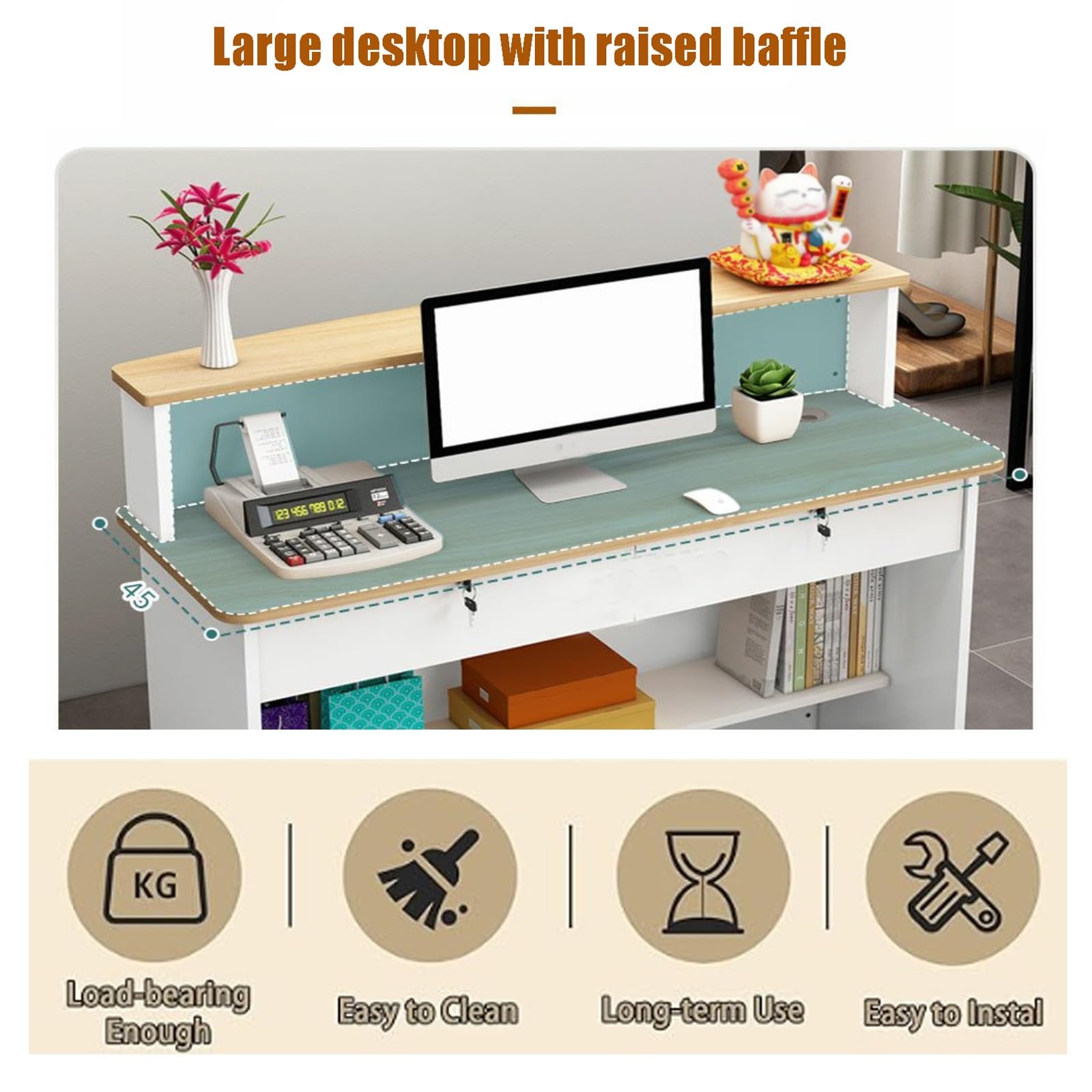 Cassettiera con serratura per hall e saloni - Elegante Banco Cassa con chiave Elegante mobile per spazi professionali Design moderno per una migliore esperienza del cliente.