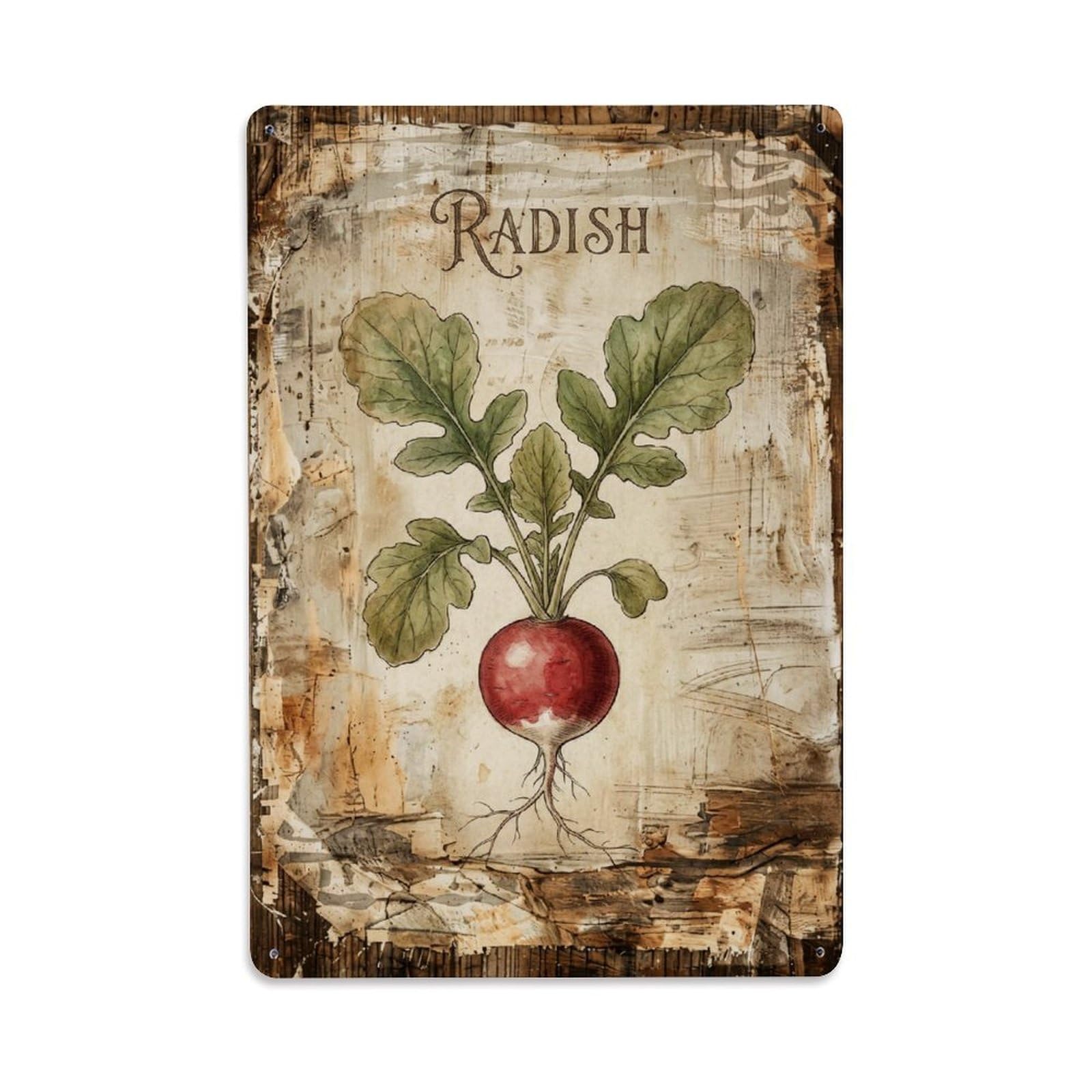 Radish Vegetable Root Vintage Metal Tin Sign Plaque Wall Decor for Cafe, Club, Garden Metal Poster 8x12Inch