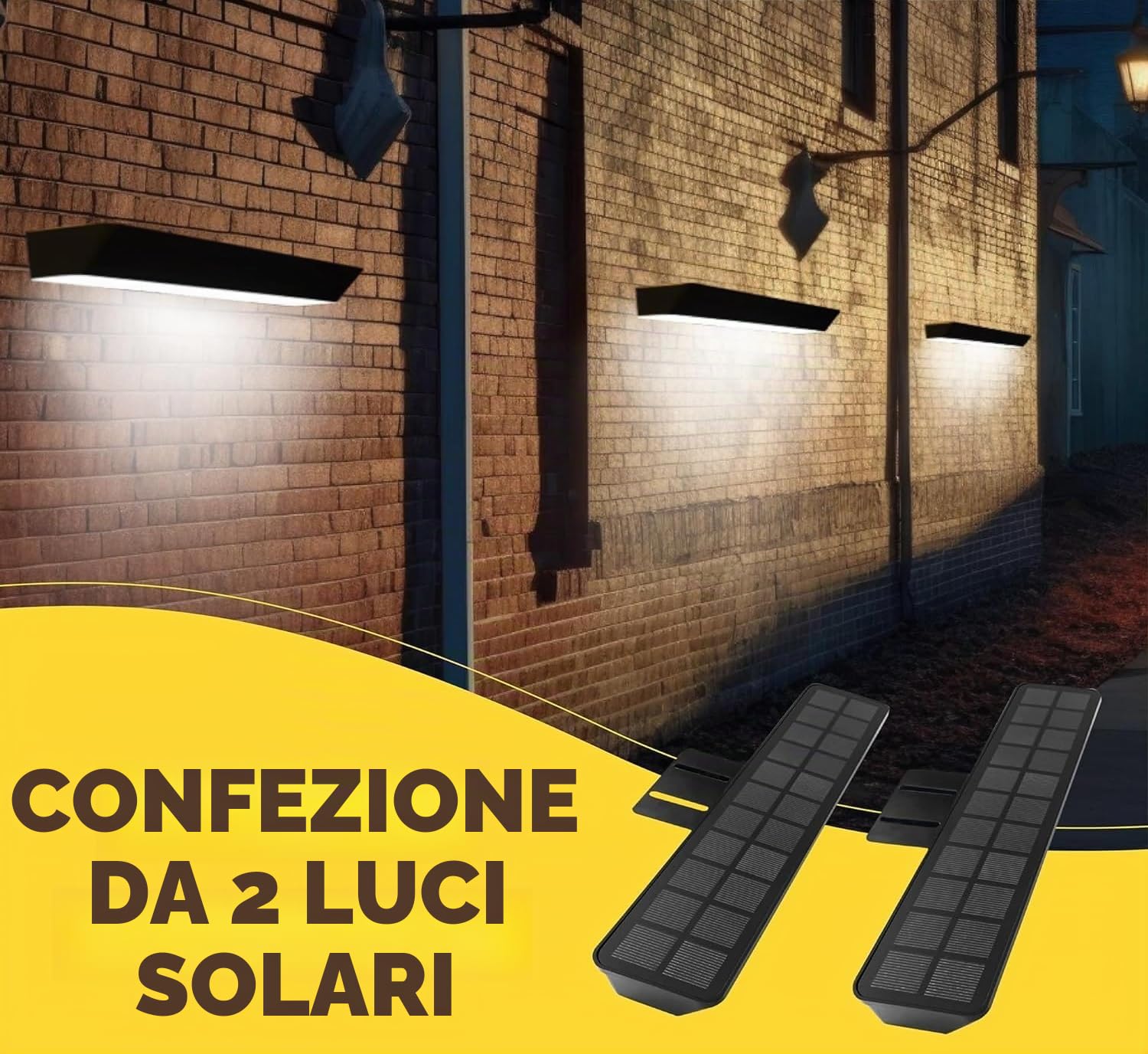 Solarsys – Set da 2 lampade solari per pannelli esterni, impermeabili IP65, automatiche crepuscolo-alba, luce bianca giorno 6000 K, per numeri civici, pannelli immobiliari e commerciali