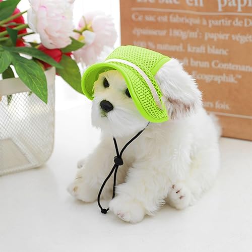 Miniatura 2 de Sombrero para mascotas Sombrero de visera de princesa de ala redonda, gorra porosa de malla para perro con agujeros para las orejas para perros
