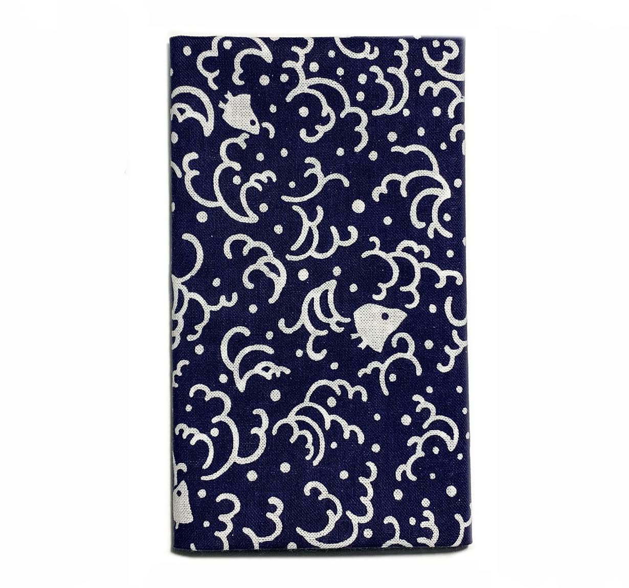 Made in Japan Set di 3 asciugamani Komon Tenugui (foglia di lino, Namichidori, Orizuru) blu, 33 x 90 centimetri