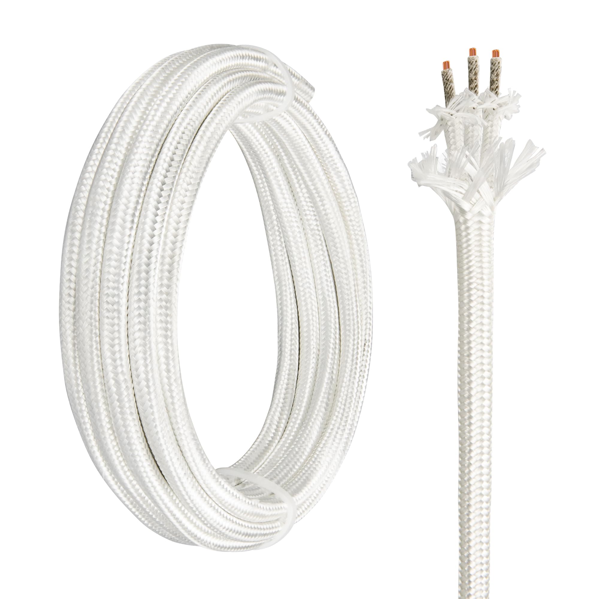 URCIANOW 0.75mm 3 core Mica Cable 5M High Temp Wire Insulated 500 Degrees Celsius High Temperature Braided Wire Cable White