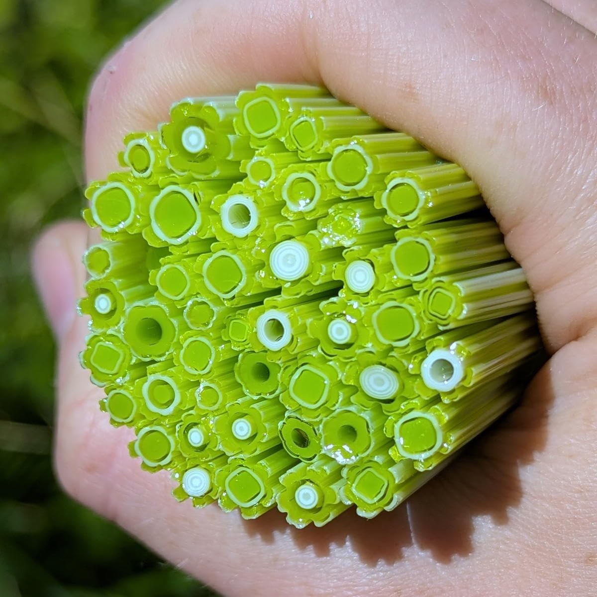 Spring Green Flowers Murrine Sticks COE 90 Fusible Glass MSFL-021414