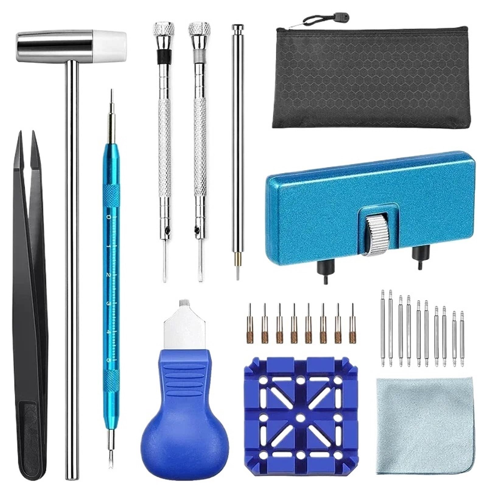 Kit de reparación de Relojes de 29 Piezas. Kit de reparación de Relojes. Kit de Herramientas para Cambio de Pilas de Relojes. Herramienta para Quitar la Tapa Trasera del Reloj.