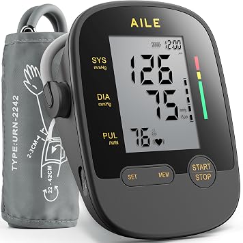 AILE Blood Pressure Monitors, Blood Pressure Machine Upper Arm Large Cuff8.7"-16.5", High Automatic BP Monitor Blood Pressure for Home Use, Manual Arm BP Machine, 2 * 99 Memory Black