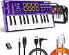Synido USB C MIDI Keyboard Controller 25 Key with Drum Pads, Velocity-sensitive Full-size Keys, OLED Screen, Portable Midi Controller Beat Maker Machine for Music Production, Purple, TempoKEY K25