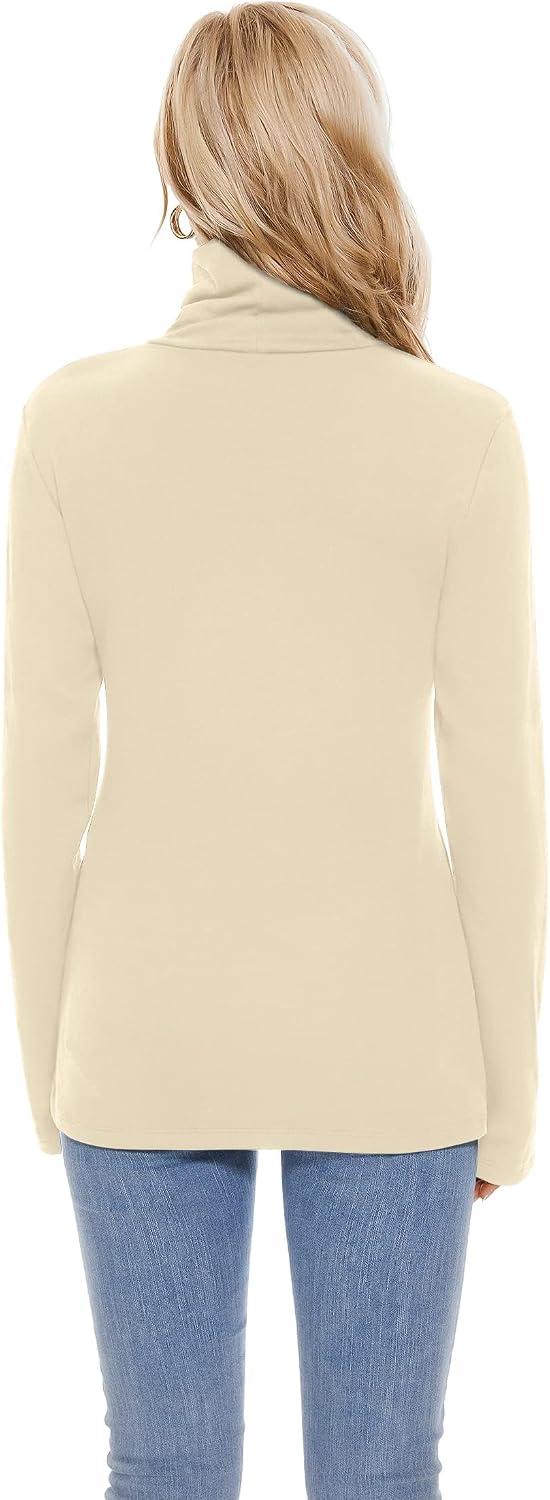 TAIPOVE Cotton Fleece Lined Turtleneck Top for Women Long Sleeve Mock Turtle Neck Lightweight Sweater Thermal Underwear Shirt