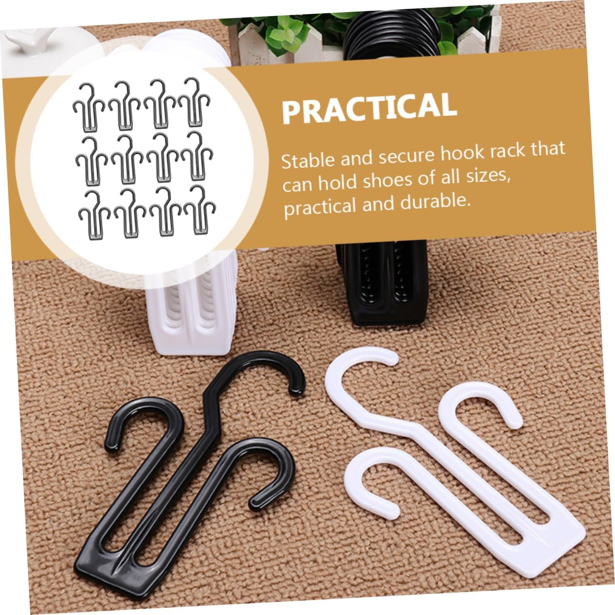 Healifty Double Hook Shoes Hangers Portable Drying Organizer 12pcs Plastic