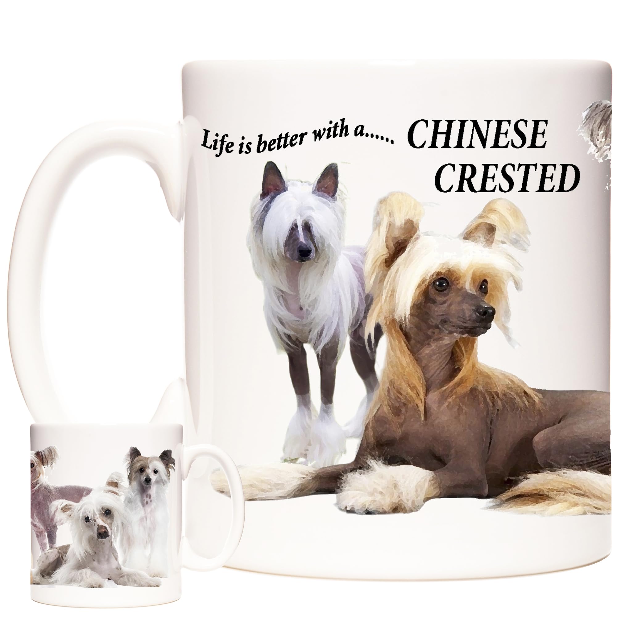 Kazmugz Chinese Crested Dog Coffee Mug, Chinese Crested Gift Mug. 11Oz Ceramic Mug. Gift For Chinese Crested Dog Owners. Chinese Crested Mum Gift