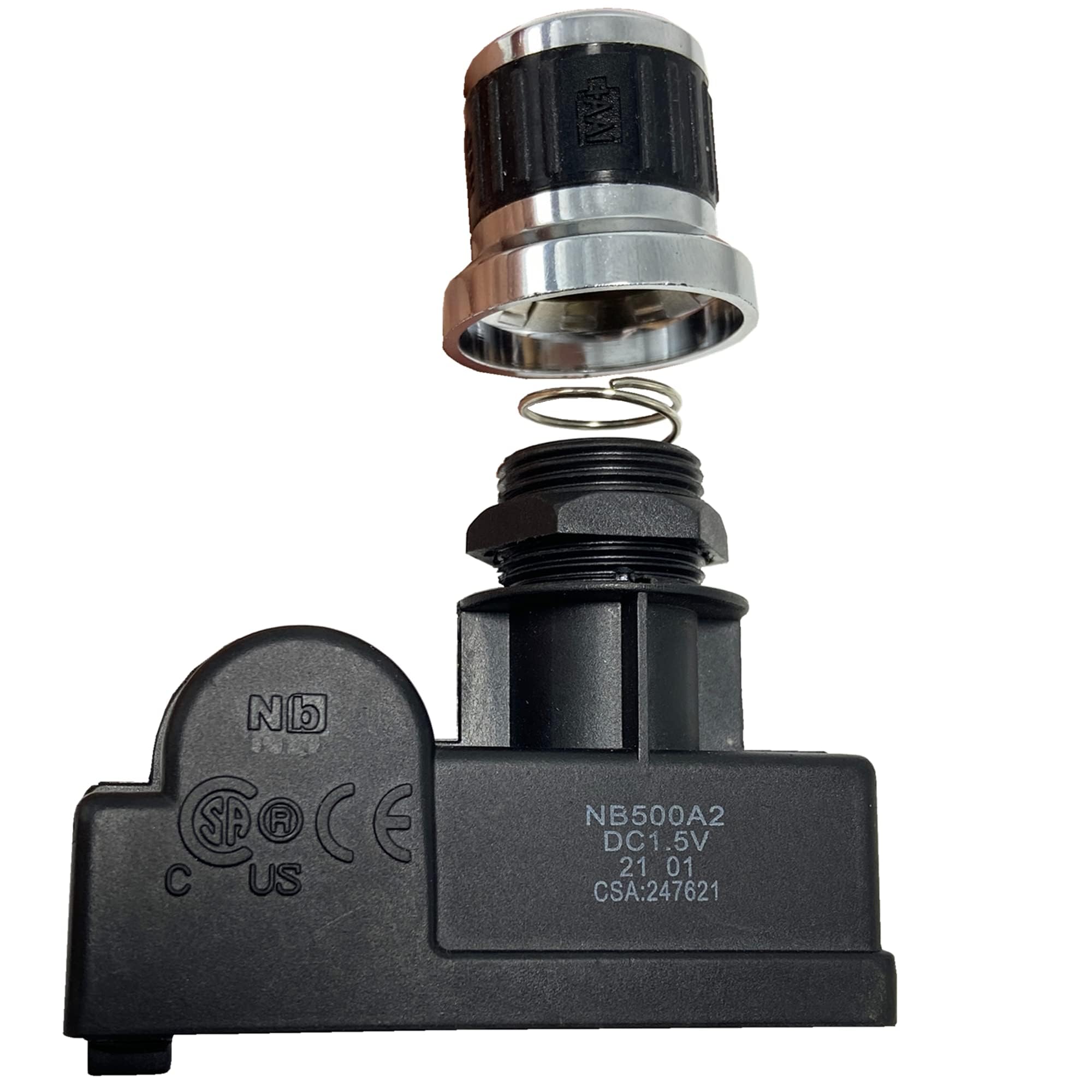 METER STAR 2 Outlets Electronic Spark Igniter, Chrome Coated Tact Switch Spark Generator Grill Ignitor for Char-Broil, Kenmore Sears, Brinkmann, Broil-Mate, Broilmaster, Blackstone. AA Battery