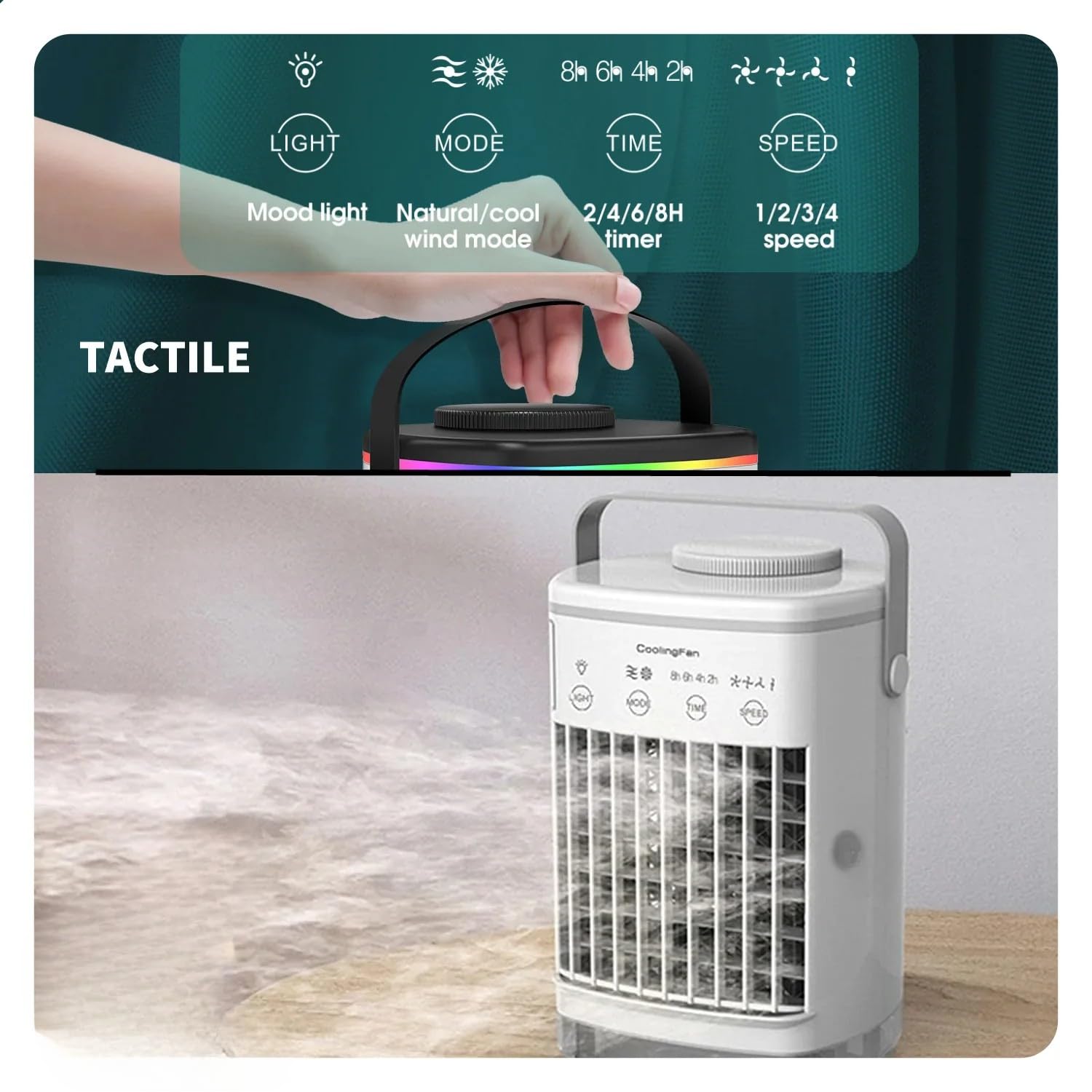 Cooling Sense Portable Air, Cooler Coldeez cooling ace 5-in-1 Smart Mobile AC Water Cooling Fan(Blanc CF-006A)