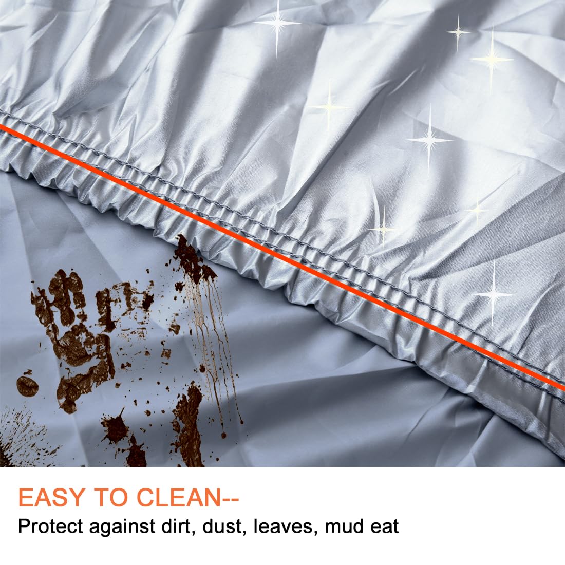 uxcell 3XXL Silver Tone 190T Car Cover Outdoor Weather Waterproof Scratch Rain Snow Heat Resistant W Mirror Pocket — view 9