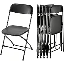 HealSmart 6-Pack Plastic Folding Chair, Portable Chair with Metal Frame, 330lb Capacity, Foldable and Stackable Chairs for Wedding, Party, Picnic, Office, Indoor/Outdoor Dining, Black