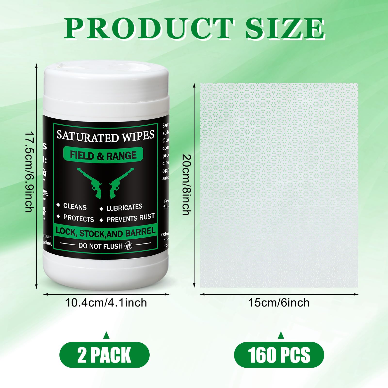Threlaco 2 Pack Gun Oil Wipes 8 x 6 Inch Gun Cleaning and Anti Rust Wipes Cleaning Supplies and Accessories for Oil and Lubricant
