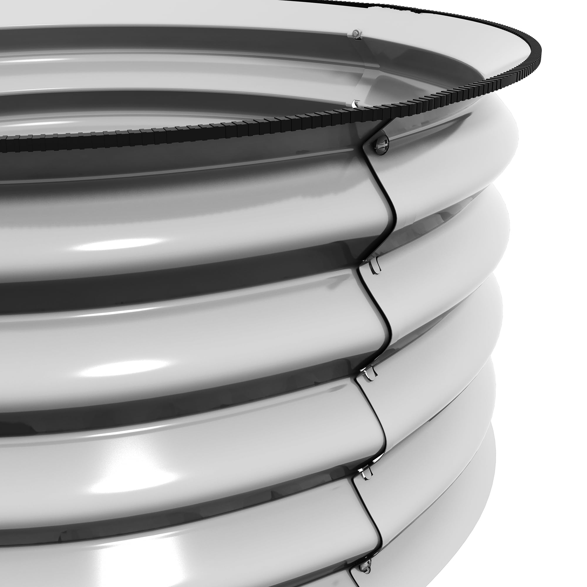 Outsunny Set di 2 Letti per Orto Rialzati, Cassoni per Orto in Acciaio Galvanizzato con Fondo Aperto e Bordi Sicuri, Ø60x30cm, Argento