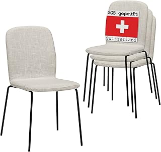 ALBATROS Esszimmerstühle 4er Set ENNA, beige - stapelbar, bequemer Polsterstuhl - Eleganter Küchenstuhl, Stuhl Esszimmer oder Esstisch Stuhl, Konferenzstuhl