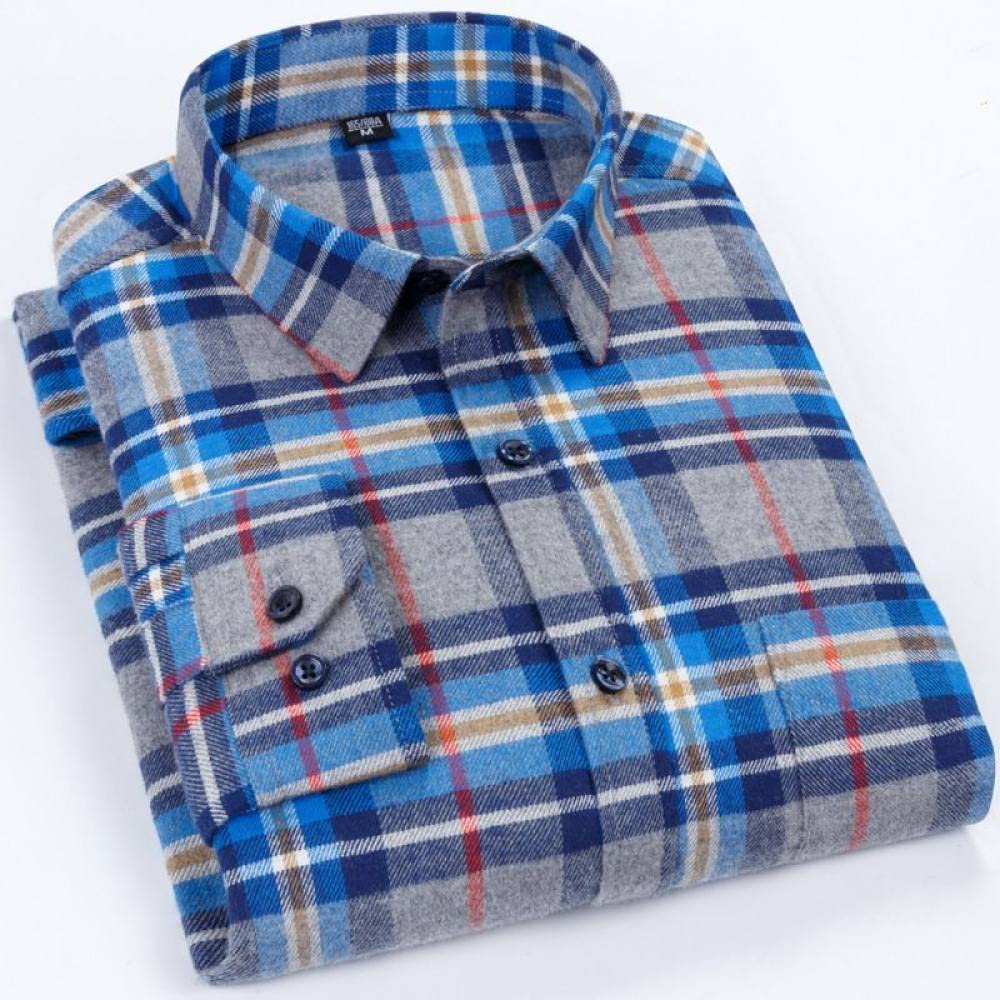 Camicia In Cotone A Maniche Lunghe Da Uomo,Camicia Casual Da Uomo A Maniche Lunghe, Camicie Scozzesi In Cotone Flanella A Maniche Lunghe Da Uomo Con Tasca Sul Petto Camicia Calda In Cotone Camicia R