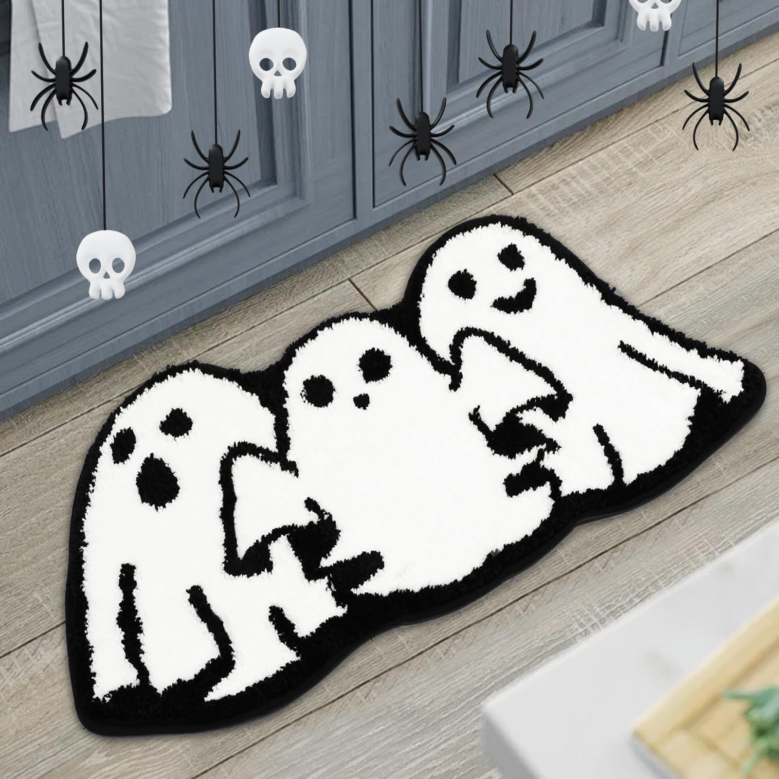 Tappetino Da Bagno Halloween Fantasma – Antiscivolo, Morbido, Assorbente, 100% Microfibra, Lavabile, Decorazione Spettrale