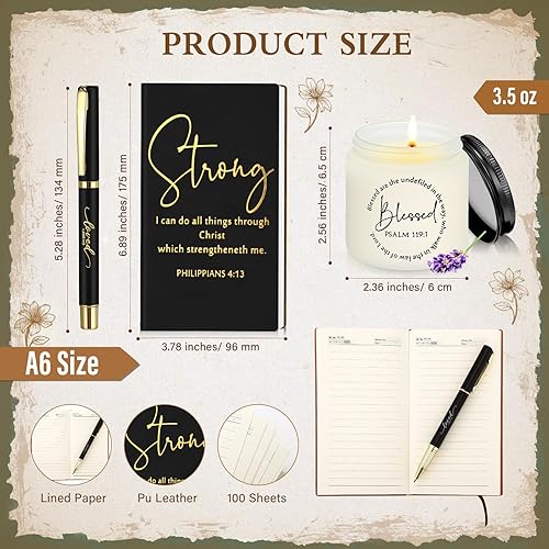 Miniatura 2 de Hushee 4 unidades, regalos cristianos para hombres, taza de café religiosa, diario de oración, vela perfumada, bolígrafo inspirador de la Biblia,