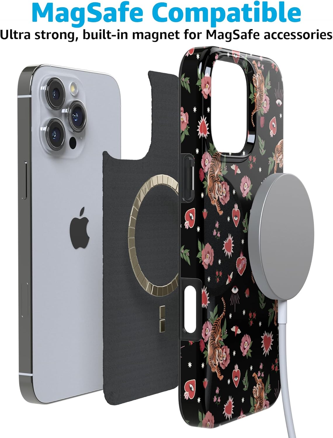 Casely iPhone 16 Pro Case | Wild at Heart | Tiger | Compatible with MagSafe | Classic Ultra Slim Design