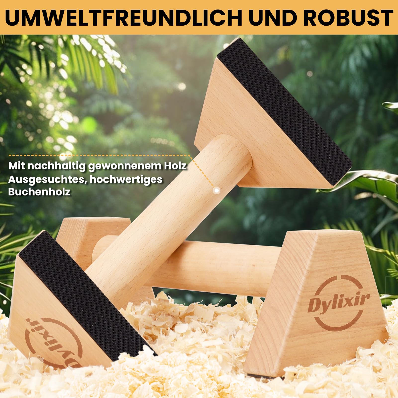 Liegestützgriffe 2 Push Up Bars Holz Parallettes gelenkschonende Liegestützgriffe Calisthenics Equipment Fitnessgeräte für zuhause Handstand & Liegestütze