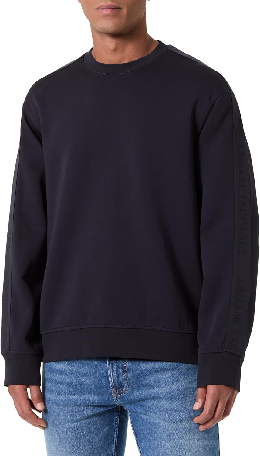 Armani Exchange mens Logo Tape Crewneck Sweatshirt