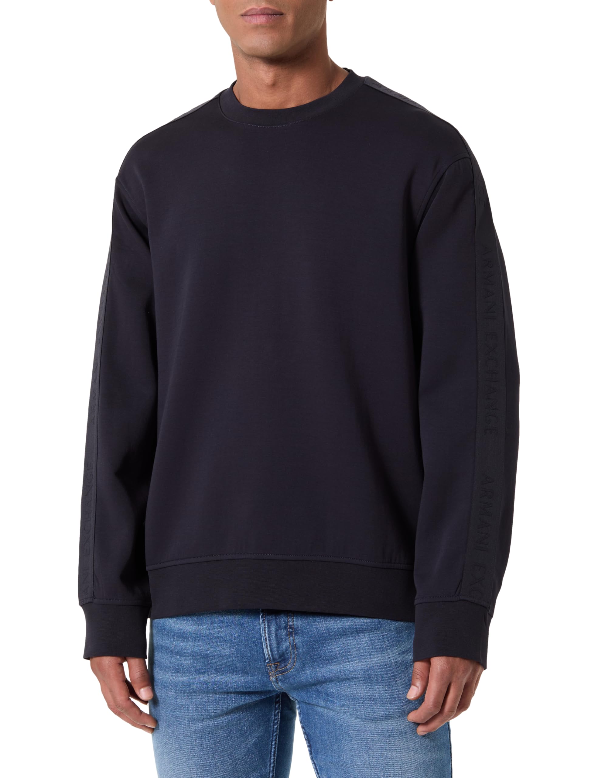 Armani Exchange Essential, Striped, Long Sleeve, Round Collar Maglia di Tuta Uomo (Pacco da 1)