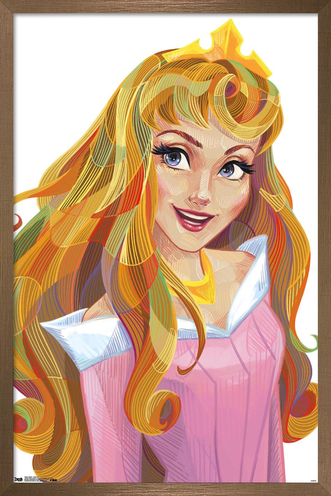 Poster Aurore Disney encadré bronze 37x56 cm pour déco de chambre unique