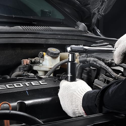 Miniatura 33 de VEVOR Juego de dados de impacto de 3/4 pulgadas, 29 piezas, enchufes de 6 puntos, construcción resistente, CR-M0, juego de llaves de vaso de 3/4