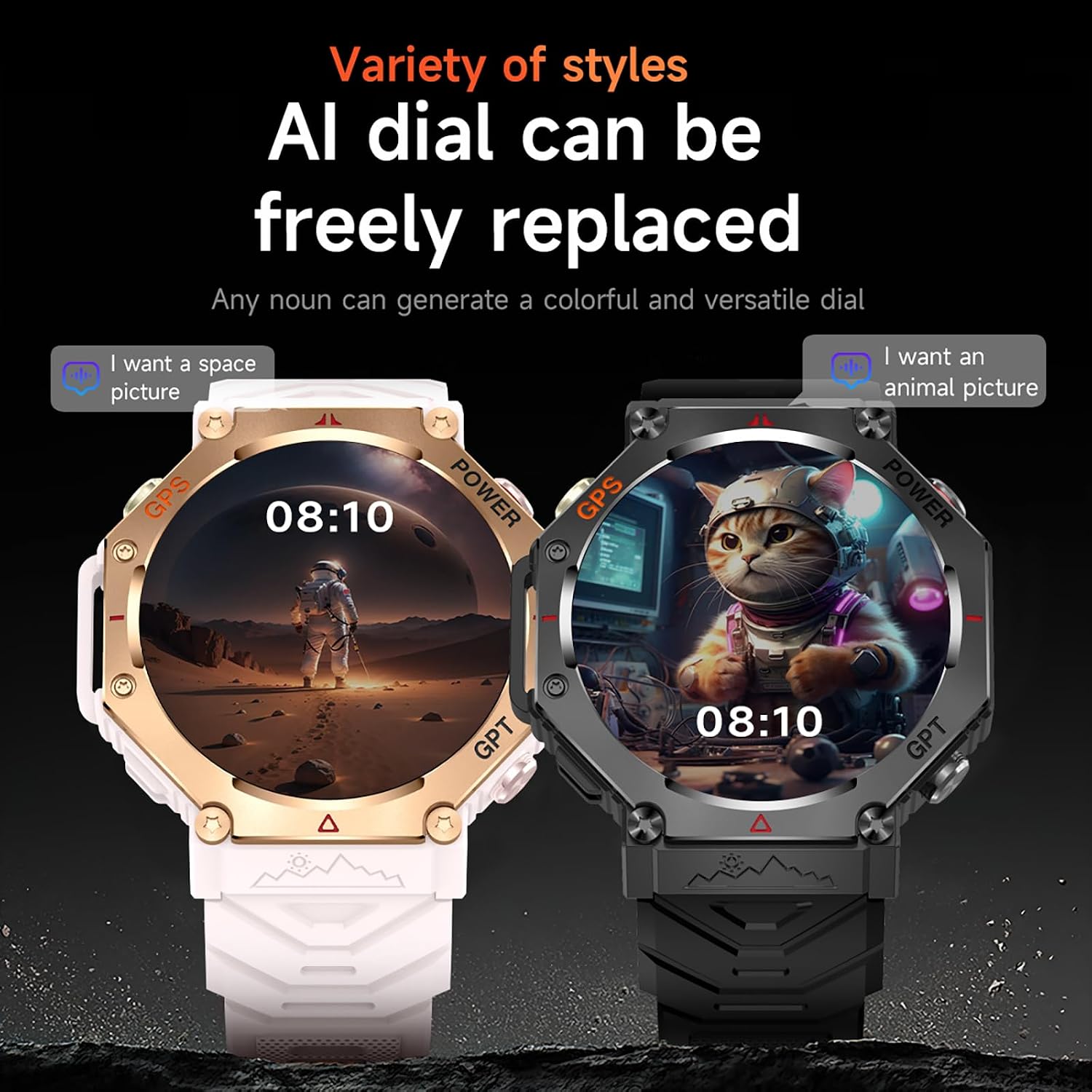 Smart Watch GPS Tracker Rugged Outdoor Smartwatch with Compass/LED Flashlight/Air Pressure/Altitude/Answer/Make Call Fitness White Watches