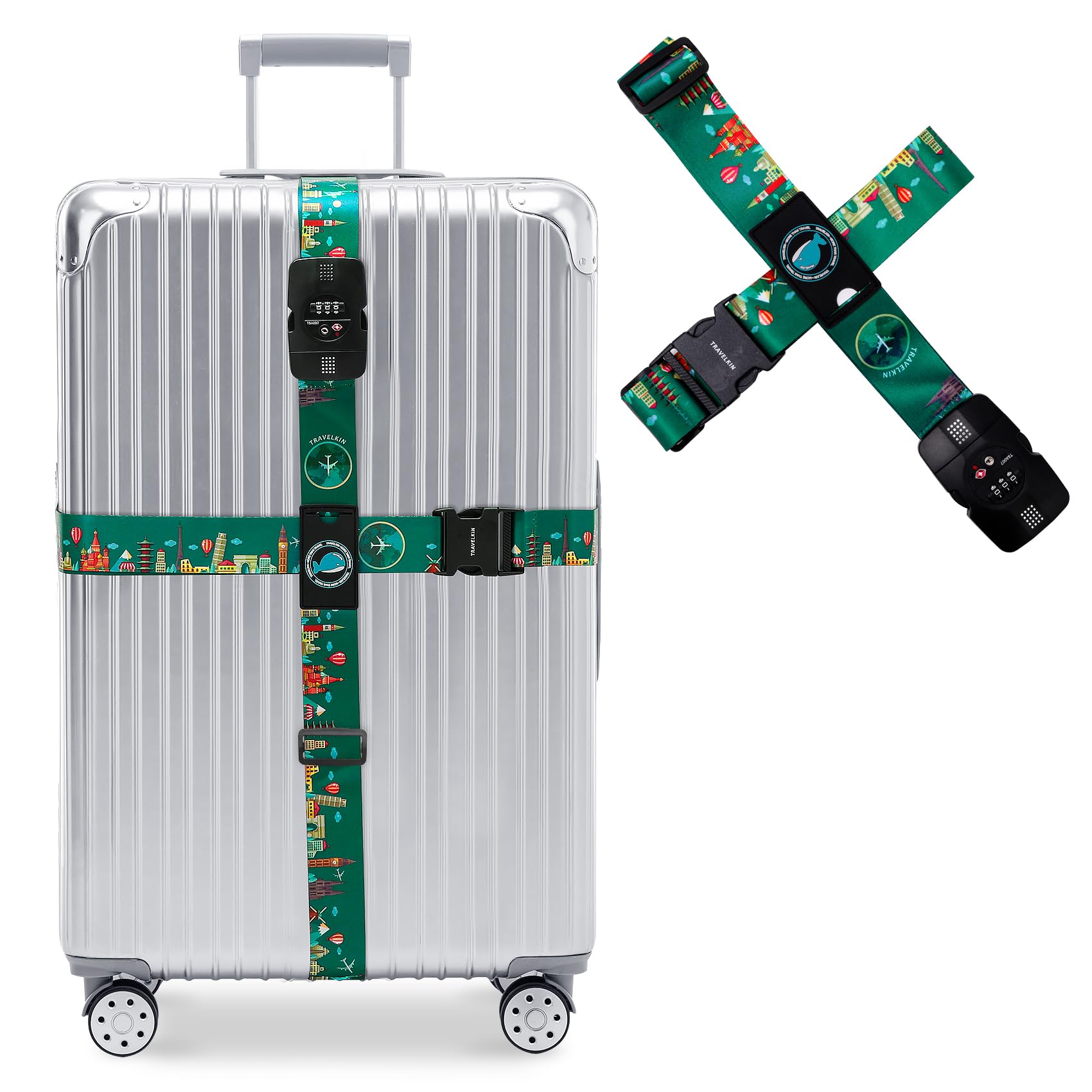 Travelkin Cross Luggage Straps TSA Approved,Adjustable Travel