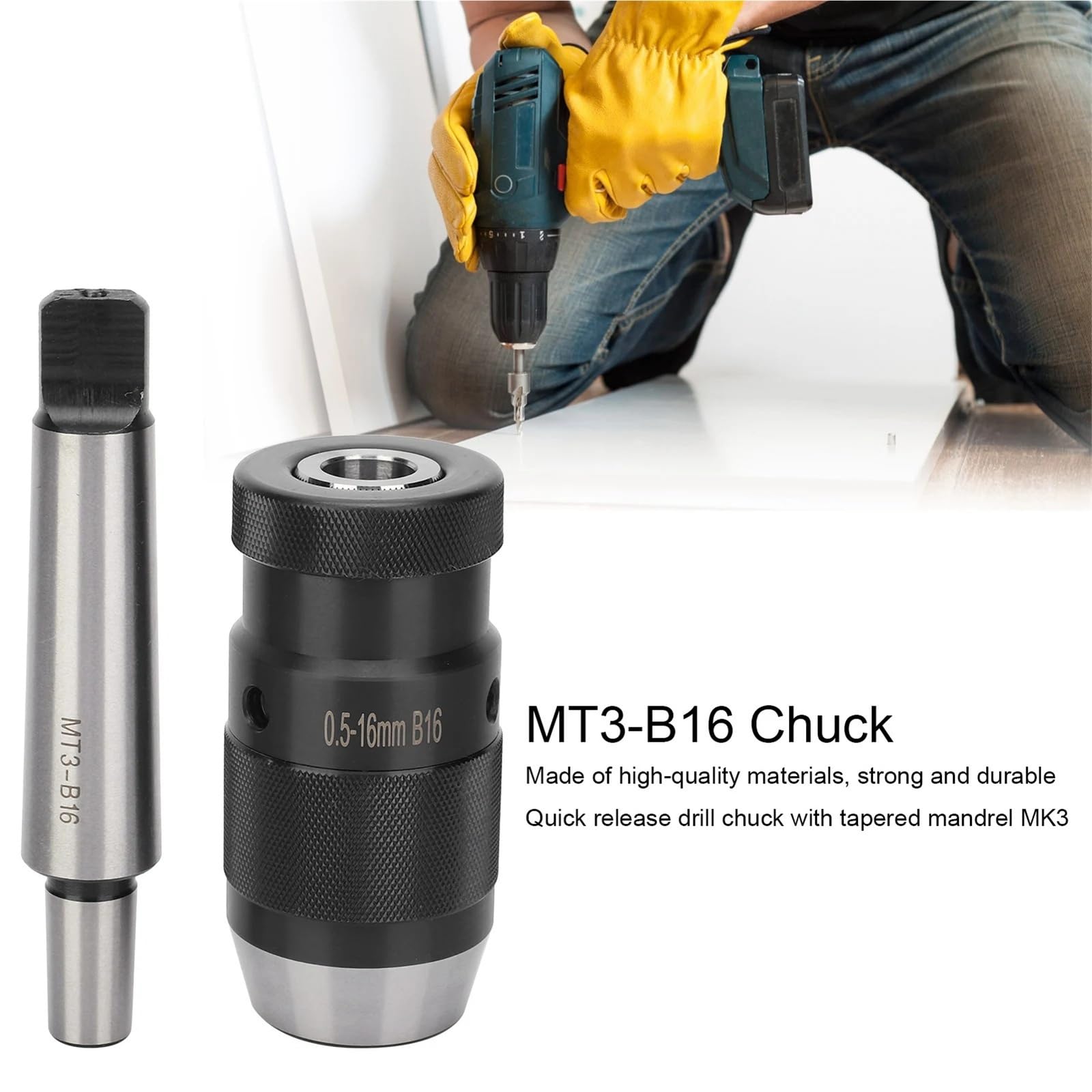 Mandril De Taladro Sin Llave Con Cono Morse De Liberación Rápida For Taladradora De Columna MT3-B16 De 0,5 A 16 Mm.