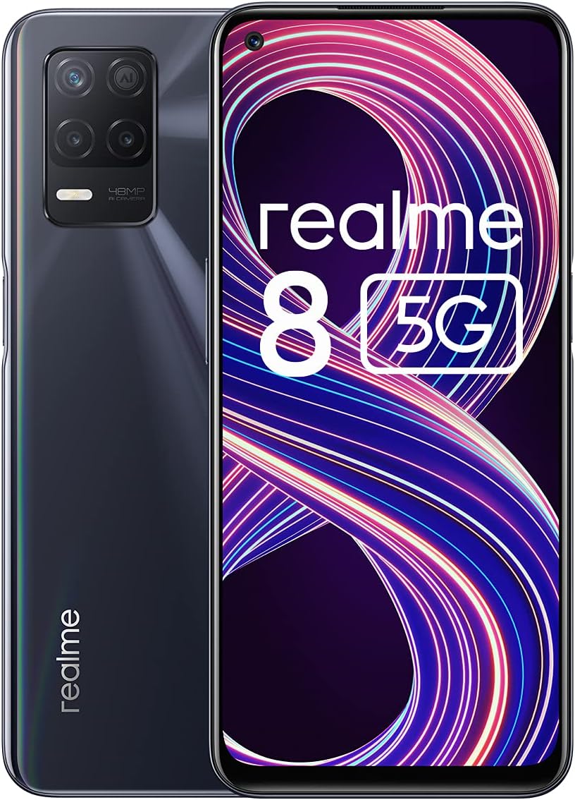 realme 8 5G Mobile Phone, Sim Free Unlocked Smartphone with Dimensity 700 5G Processor, 90Hz Ultra Smooth Display, 5000mAh Massive Battery, 48MP Nightscape Camera, Dual Sim, NFC, 4+64GB