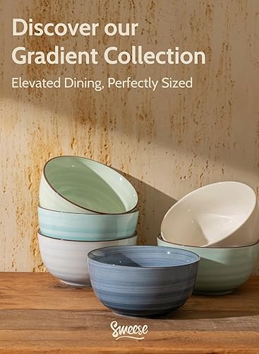 Miniatura 8 de Sweese Tazón de cereales  Juego de 6 cuencos de sopa de 20 onzas para cereales, aperitivos, arroz, ensalada, guarniciones, cuencos de porcelana para