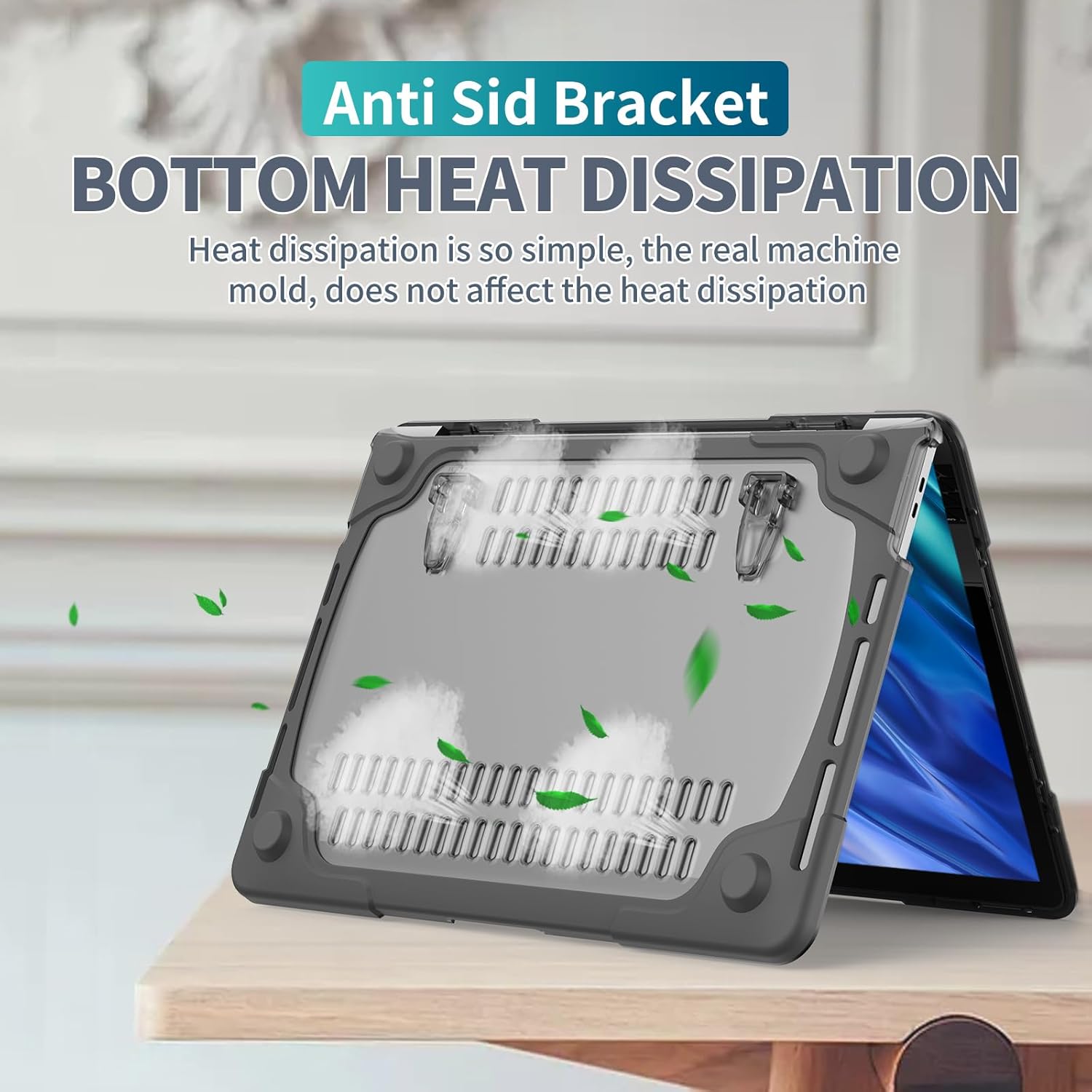 Funut for MacBook Air 13 inch Case 2022 2023 2024 2025 M4 A3241 M3 A3113 M2 A2681 with Touch ID, Heavy Duty Plastic Hard Shell with TPU Bumper Fold Kickstand & Keyboard Cover for MacBook Air 13, Gray - Image 6