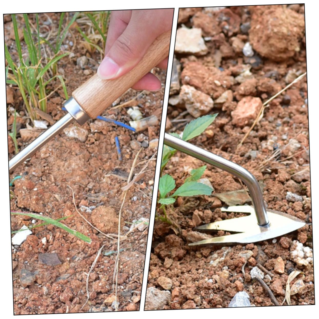 UKCOCO 3 Pezzi Estirpatore Manuale Multi con Legno Strumento Ergonomico per Rimozione Erbacce Attrezzo per Giardinaggio Resistente e Pratico per Spazi tra Pavimentazioni