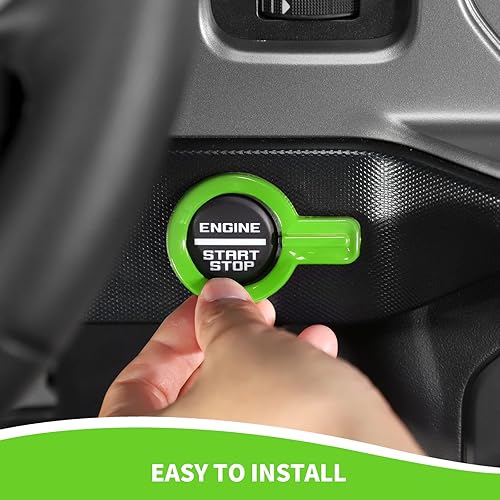 Vista 56 de Cubierta para botón de arranque Bronco, ajuste del botón de arranque del motor compatible con accesorios interiores Ford Bronco 2021-2023, fibra