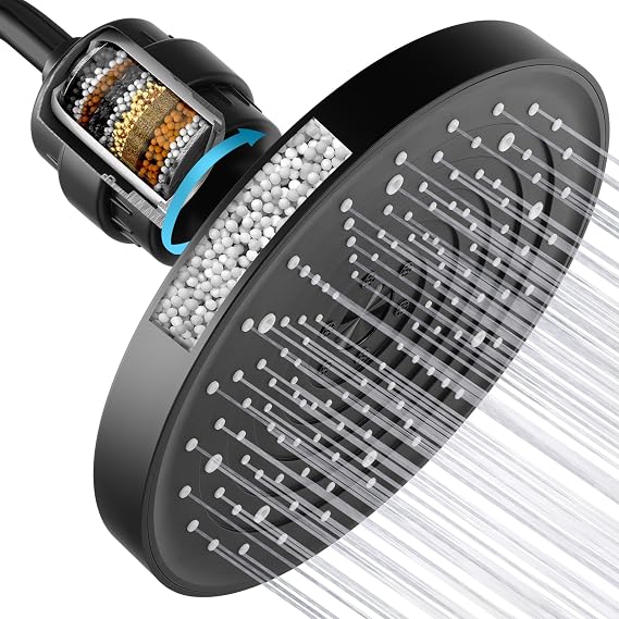 Gasecoet High Pressure Filtered Shower Head with 15-Stage Water Softener