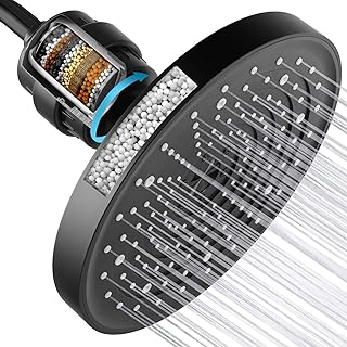 10 Inch High Pressure Shower Head With Filters, Black Rain Shower Heads to Remove Chlorine, Filtered Shower Head for Hard Water