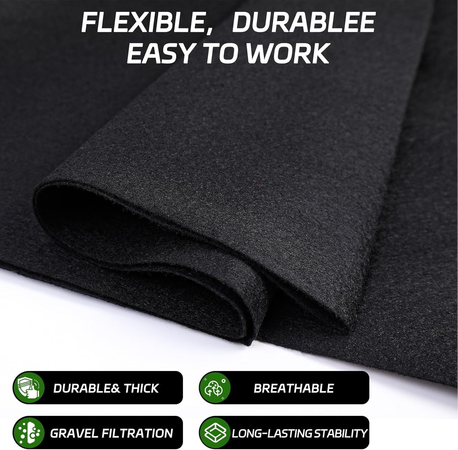 10 x 15 Feet Pond Liner Underlayment, Outdoor Ponds Underlayment, Non-Woven Geotextile with 15 U-Pins for Landscaping Streams Fountains and Garden Waterfall