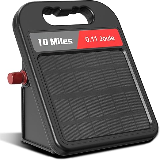 Solar Electric Fence Charger 10 Mile with 30-Day Backup