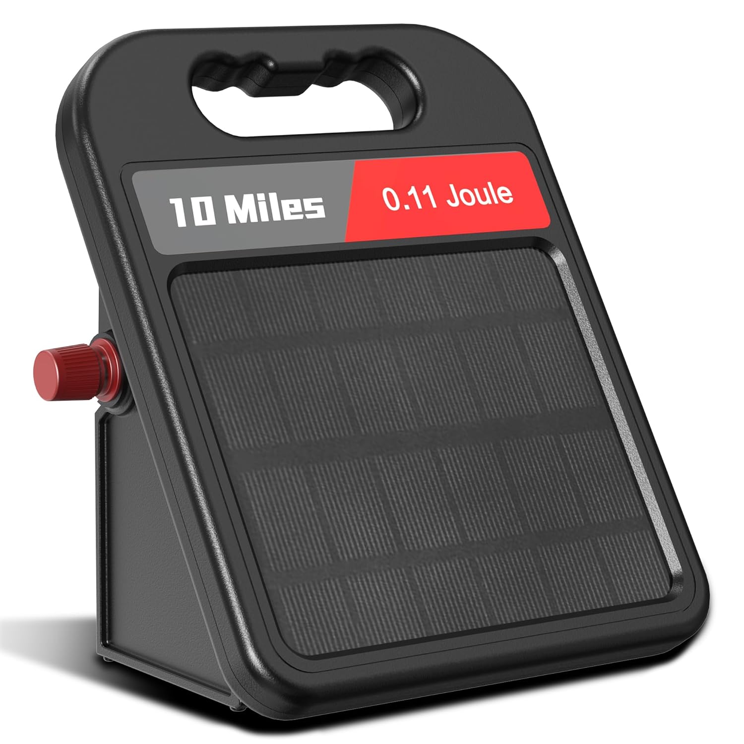 Solar Electric Fence Charger-0.11J-10 Miles, Maximum Output Voltage 8100V- Provide 24-Hour Uninterrupted Protection for Livestock and Yards with Rechargeable Solar Panel Black