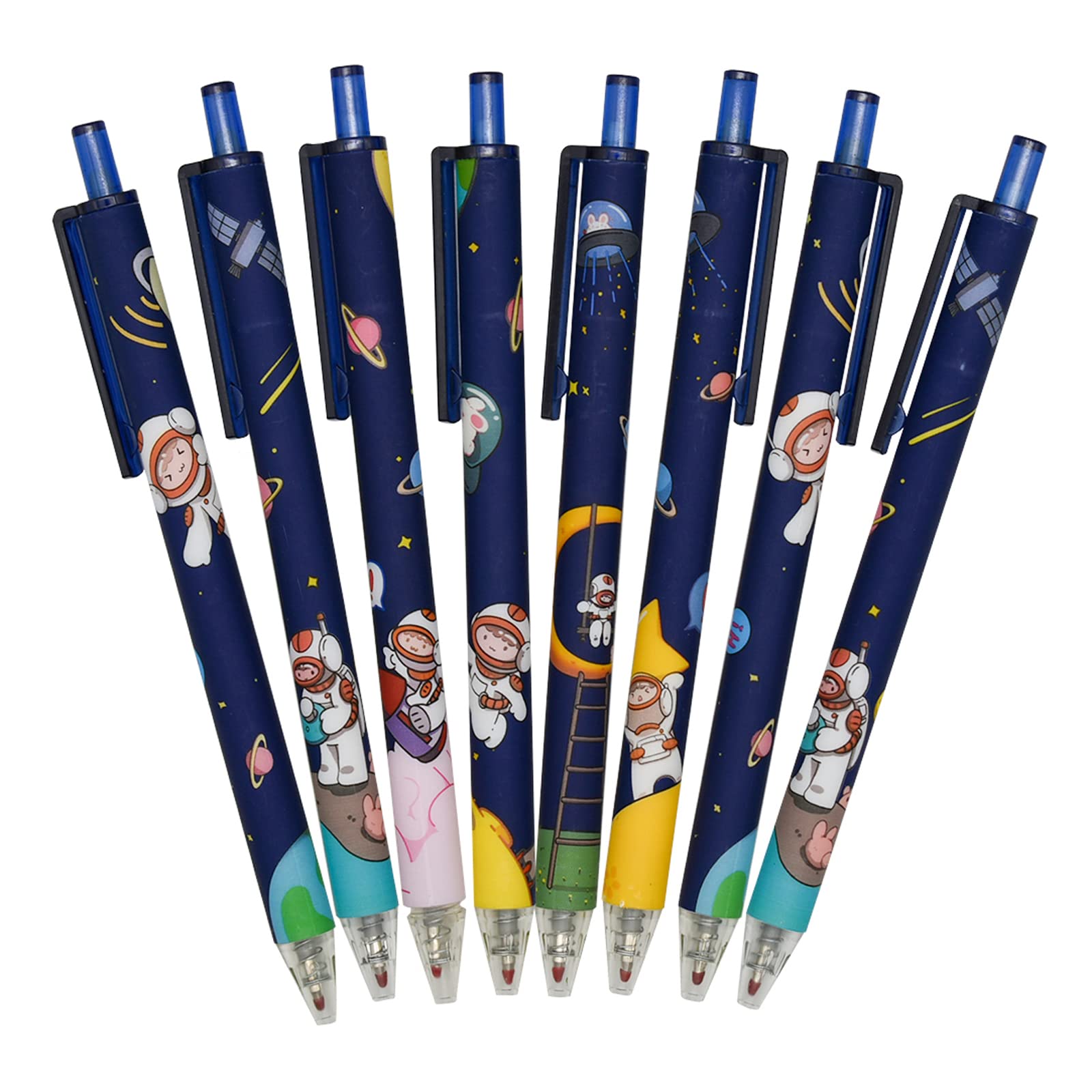 Maydahui30PCS Spaceman Gel Pens Set Retractable Printing Planet Pen Blue Mysterious Universe Black Ink for Astronaut School Party