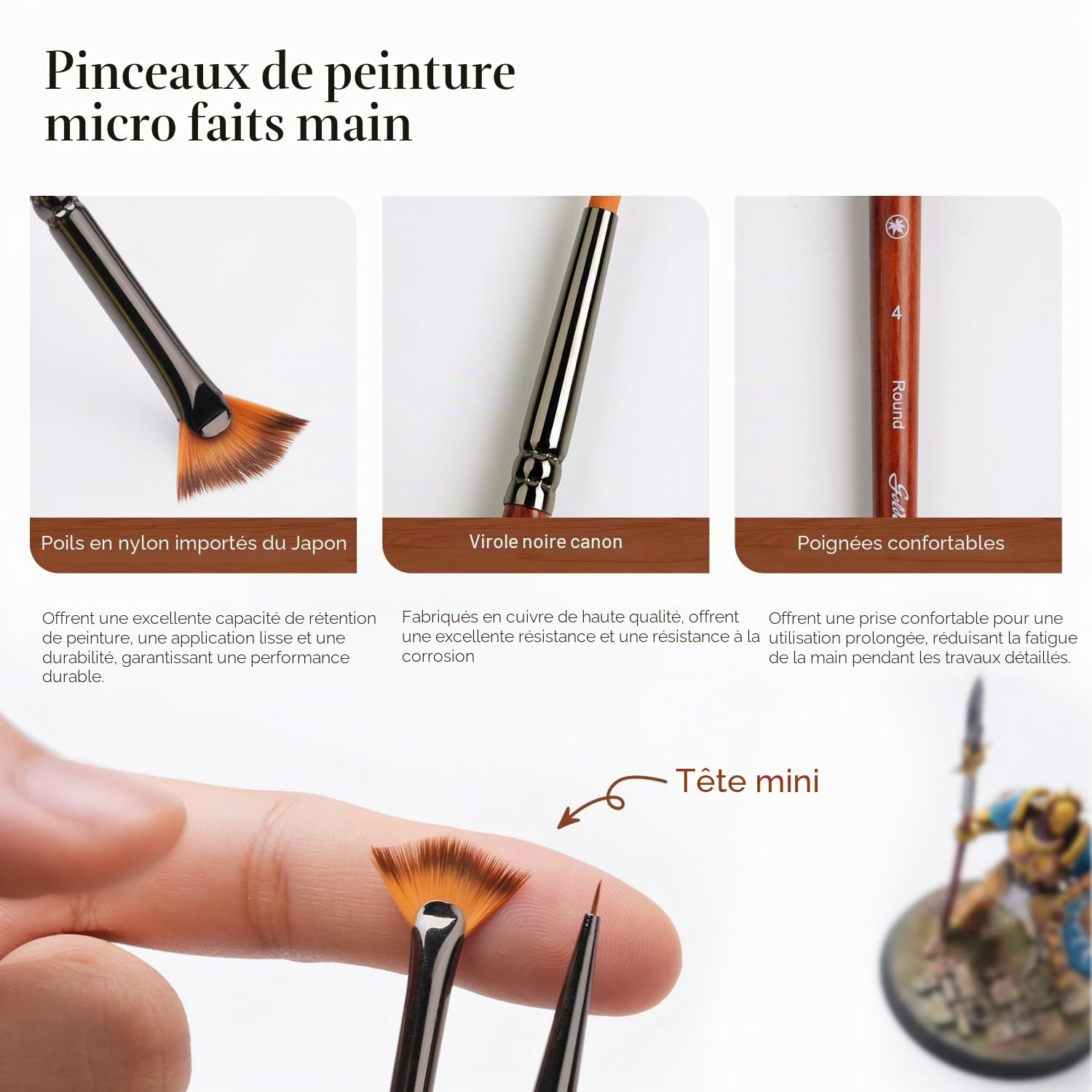Pinceaux Golden Maple - Ensemble professionnel Miniatures, maquettes, jeux de table et beaux-arts - Étui de voyage acrylique/aquarelle/huile