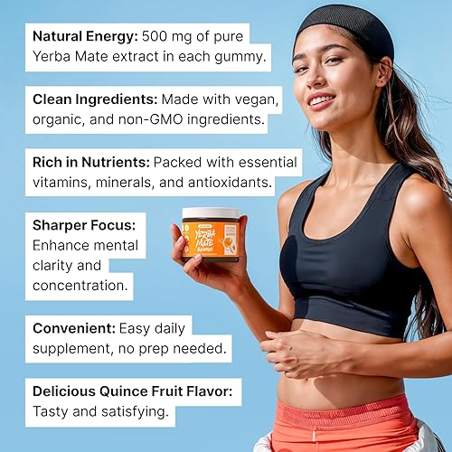 Miniatura 2 de HOLYMARY Gomitas de yerba mate - Energía, enfoque, potencia, yerba mate orgánica en una deliciosa gomita de suplemento dietético vegana, kosher, sin