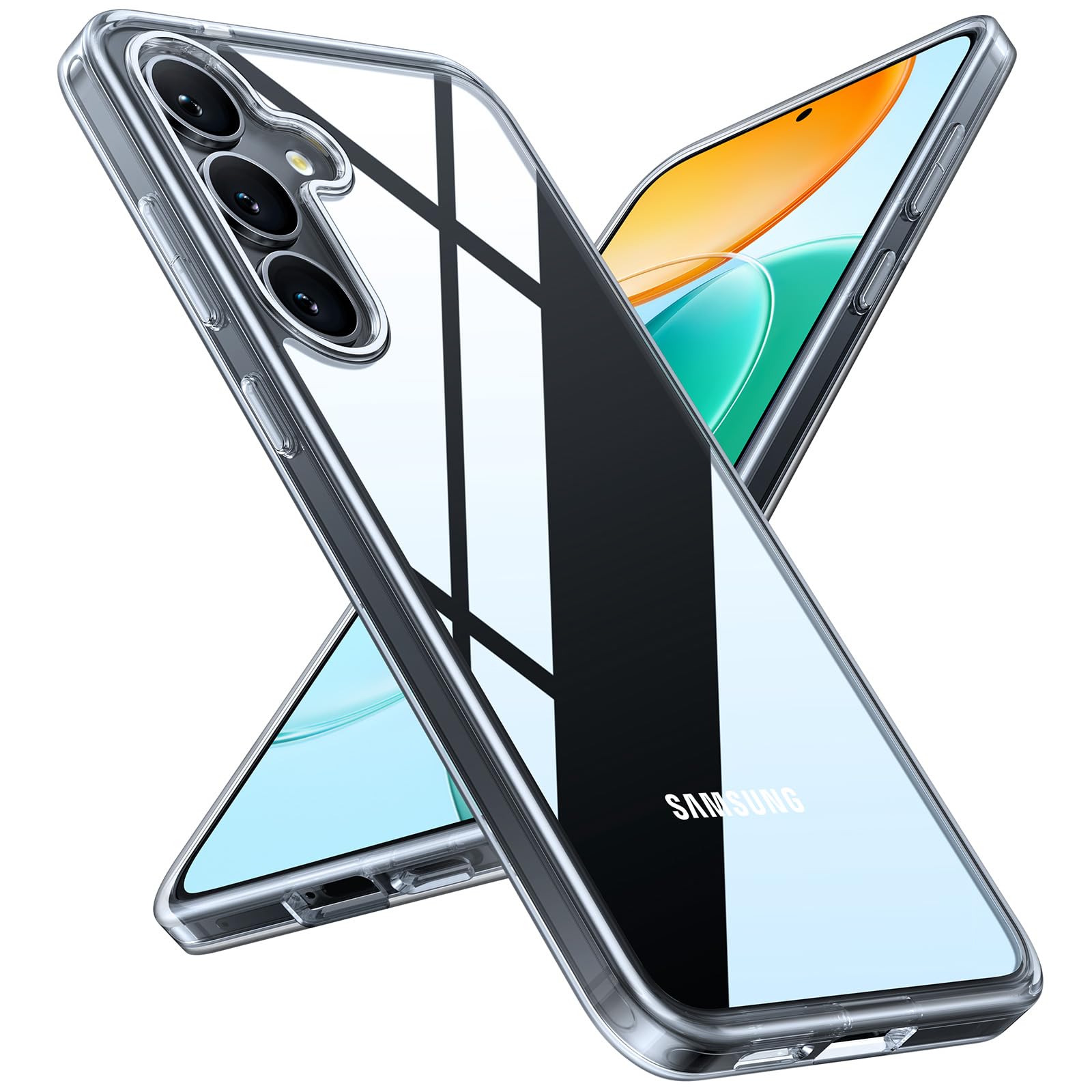 TORRAS Guardian Shockproof for Samsung Galaxy S25 Plus Case, [Non-Yellowing] [12FT Military-Grade Protection] Transparent Slim Case for Samsung S25 Plus Case, Diamond Clear, Hard, 6.7''