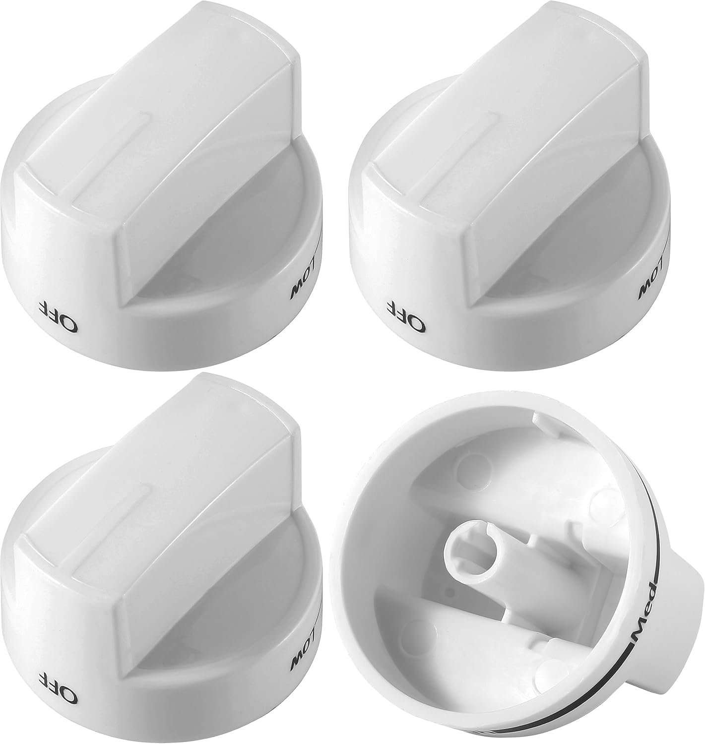 4 Pack Stove Knob WPW10339443 White Top Dial Knob Replacement Part Exactly Fit for Whirl-Pool Gas Range Stove - Replaces AP6019878, W10339443, 2311009, PS11753189, WPW10339443, W10339443